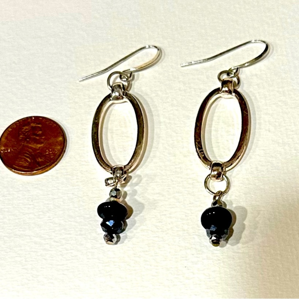 SILVER overlay Pierced Dangle Earrings, Piercd SS hooks,Artisian 90'